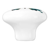 Elegante Blauwgroen vlinder turquoise blauwe ladek Keramische Knop (Zijkant)