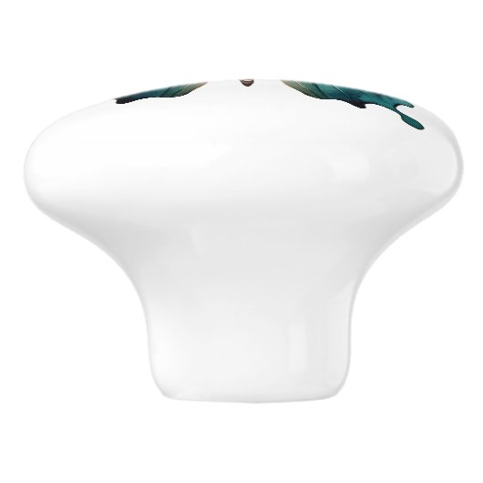 Elegante Blauwgroen vlinder turquoise blauwe ladek Keramische Knop (Zijkant)