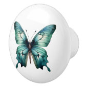 Elegante Blauwgroen vlinder turquoise blauwe ladek Keramische Knop (Rechts)
