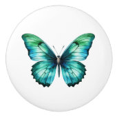 Elegante Blauwgroen vlinder turquoise blauwe ladek Keramische Knop (Voorkant)