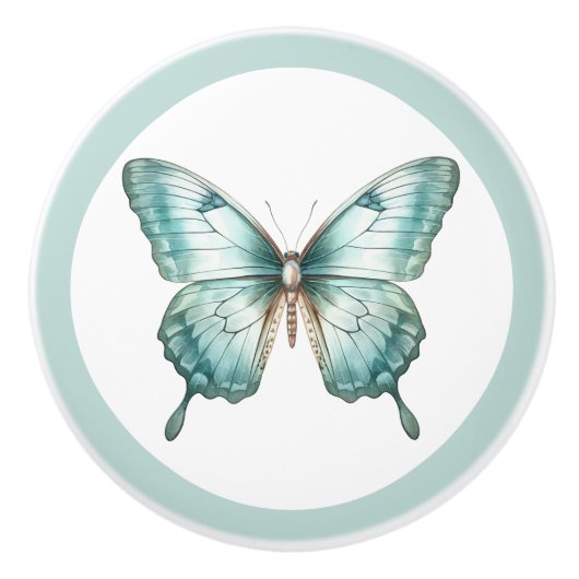 Elegante Blauwgroen vlinder turquoise blauwe ladek Keramische Knop (Voorkant)