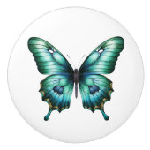 Elegante Blauwgroen vlinder turquoise blauwe ladek Keramische Knop (Voorkant)