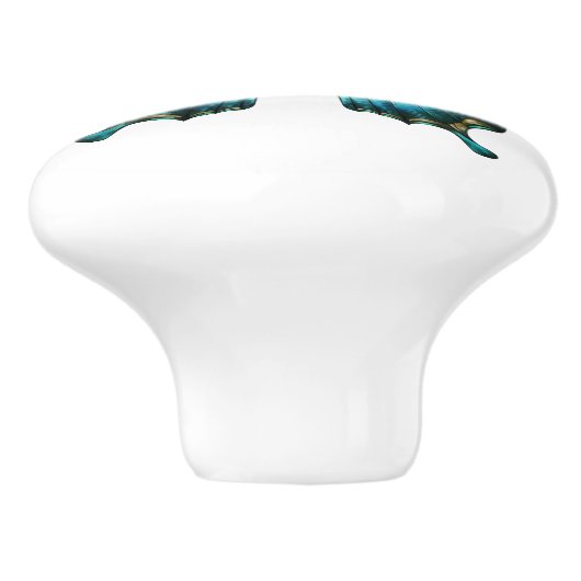 Elegante Blauwgroen vlinder turquoise blauwe ladek Keramische Knop (Zijkant)