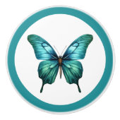Elegante Blauwgroen vlinder turquoise blauwe ladek Keramische Knop (Voorkant)