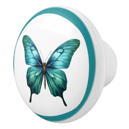 Elegante Blauwgroen vlinder turquoise blauwe ladek Keramische Knop (Rechts)