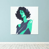 Elegante Blauwgroen vrouw kunst Canvas Afdruk (Insitu (Houten vloer))