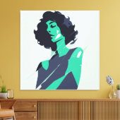 Elegante Blauwgroen vrouw kunst Canvas Afdruk (Insitu (Woonkamer))