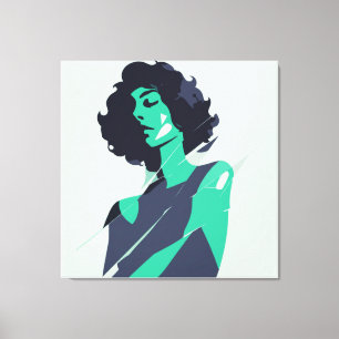 Elegante Blauwgroen vrouw kunst Canvas Afdruk