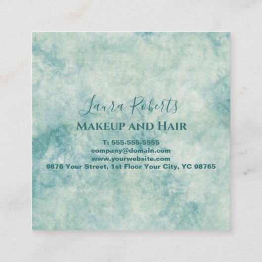 Elegante Blauwgroen Waterverf Afsprakenkaartje (Achterkant)