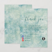 Elegante Blauwgroen Waterverf Bedankkaart (Voorkant / Achterkant)
