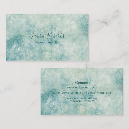 Elegante Blauwgroen Waterverf branding Visitekaartje (Voorkant / Achterkant)