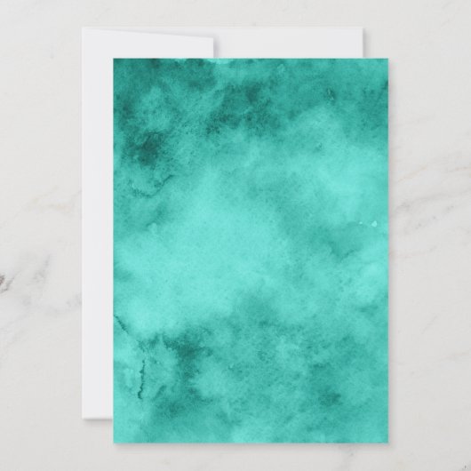 Elegante Blauwgroen witte bloemenbruiloft Kaart (Achterkant)