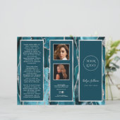 Elegante Blauwgroen zilveren agaat brochure (Staand voorkant)