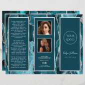 Elegante Blauwgroen zilveren agaat brochure (Voorkant / Achterkant)