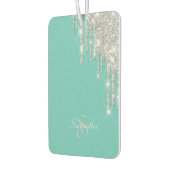 Elegante Blauwgroen, zilveren glitterschijven Luchtverfrisser (Links)