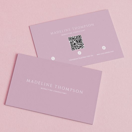 Elegante Bleek Lavendel Minimalistische Qr Code Visitekaartje