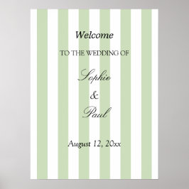 Elegante Bleek Salie Strepen Bruiloft Welkom Poste Poster