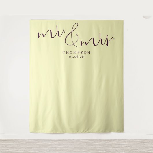 Elegante Bleekgele Calligrafie Wandkleed (Voorkant)