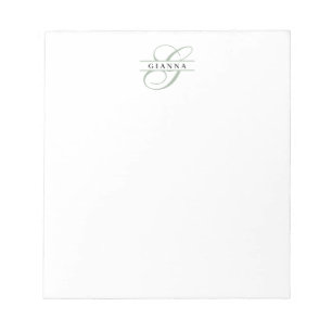 Elegante Bleekgroene Calligrafie Gesplitste Monogr Notitieblok