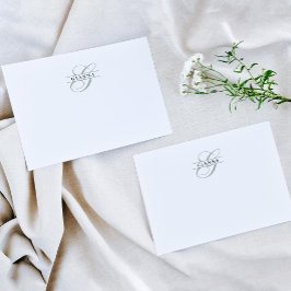Elegante Bleekgroene Calligrafie Gesplitste Monogr Notitiekaartje