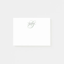 Elegante Bleekgroene Calligrafie Gesplitste Monogr Post-it® Notes