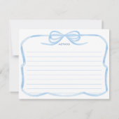 Elegante Bleke Blue Bow Vrijgezellenfeest Recept K Kaart (Achterkant)