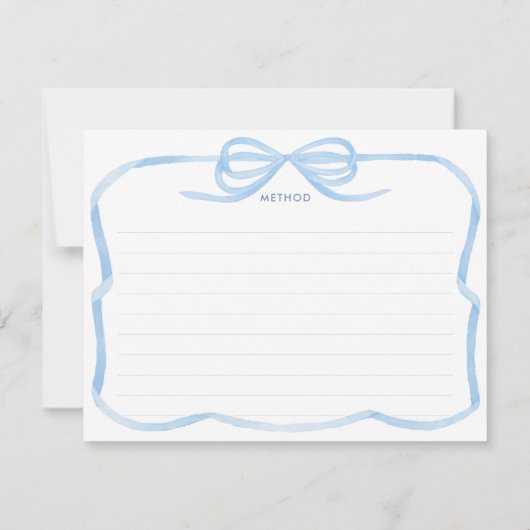 Elegante Bleke Blue Bow Vrijgezellenfeest Recept K Kaart (Achterkant)