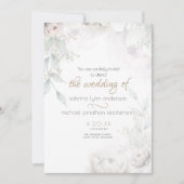 Elegante Bleke Blush Koraal En Witte Pioenrozen Kaart (Voorkant)