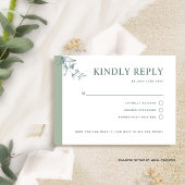 Elegante Bleke groene bruiloft met / zonder maalti RSVP Kaartje