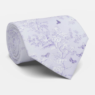 Elegante Bleke Lavendel Bloemen en Vlinders Stropdas