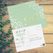 Elegante Bleke Pastelgroene RSVP-Foliekaart Folie Feestdagen Briefkaart
