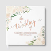 Elegante Bleke Perzik Boho Floral Folie bruiloft Gastenboek (Voorkant)