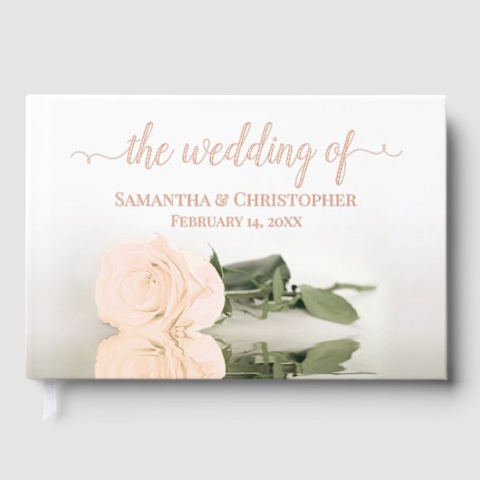 Elegante Bleke perzik Roos kleine bruiloft Folie Gastenboek (Voorkant)