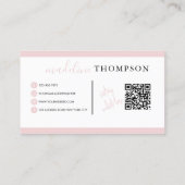 Elegante Bleke Roze Kalligrafie QR Code Visitekaartje (Achterkant)