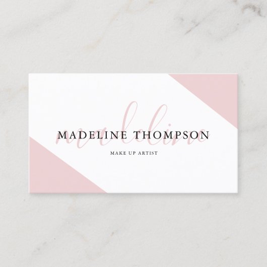 Elegante Bleke Roze Kalligrafie QR Code Visitekaartje (Voorkant)