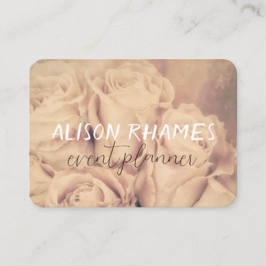 Elegante bleke Roze Rozen Event Planner of aanpass Visitekaartje (Voorkant)