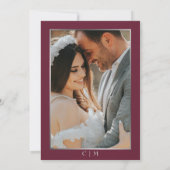 Elegante bloedrode en zilveren script foto bruilof save the date (Achterkant)