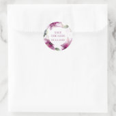 Elegante Bloei Bewaar de Datum Ronde Sticker (Tas)