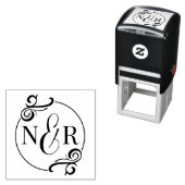 Elegante bloei chique typografische bruiloft monog  zelfinktende stempel (In situ)