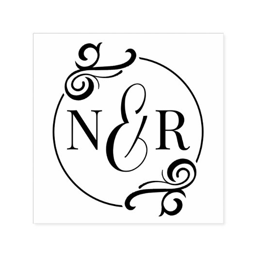 Elegante bloei chique typografische bruiloft monog zelfinktende stempel (Design)