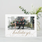 Elegante bloei formeel script vakantie fotokaart feestdagenkaart (Staand voorkant)