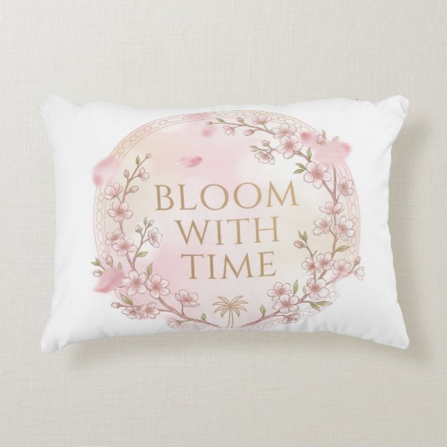 Elegante "Bloei in de Tijd" Florale Kussen (Voorkant)