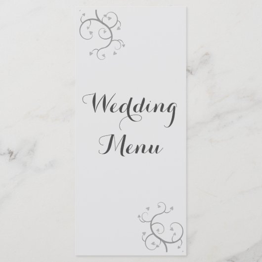 Elegante bloei met harten bruiloft menu (Achterkant)