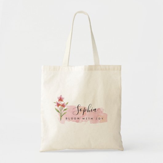 Elegante bloei met Joy Boho roze bloem Tote Bag (Voorkant)