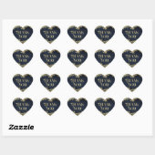 Elegante Bloei Navyblauw en Goud Winterhuwelijk Hart Sticker (Vel)