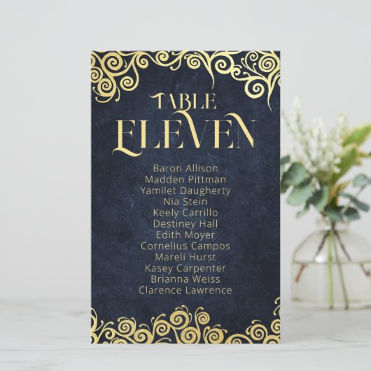 Elegante Bloei Navyblauw en Gouden Winterhuwelijk (Staand voorkant)