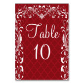 Elegante Bloei Rode Trouwtafel Kaarten (Voorkant)