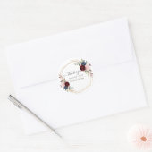 Elegante Bloei Roze Burgundy Stof Blauw Dank Je Ronde Sticker (Envelop)