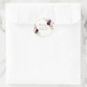 Elegante Bloei Roze Burgundy Stof Blauw Dank U Ronde Sticker (Tas)