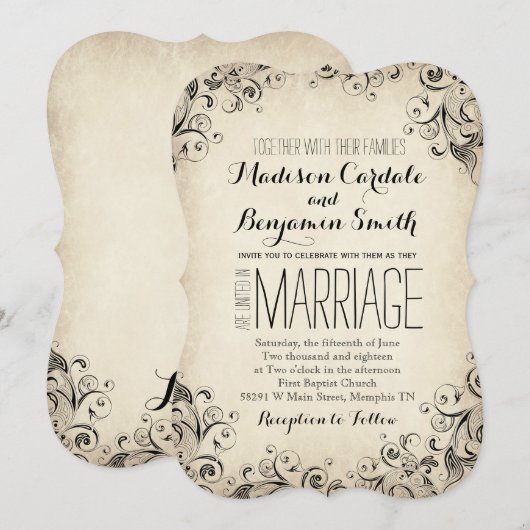 Elegante Bloei Rustieke Huwelijksuitnodiging Kaart (Voorkant / Achterkant)